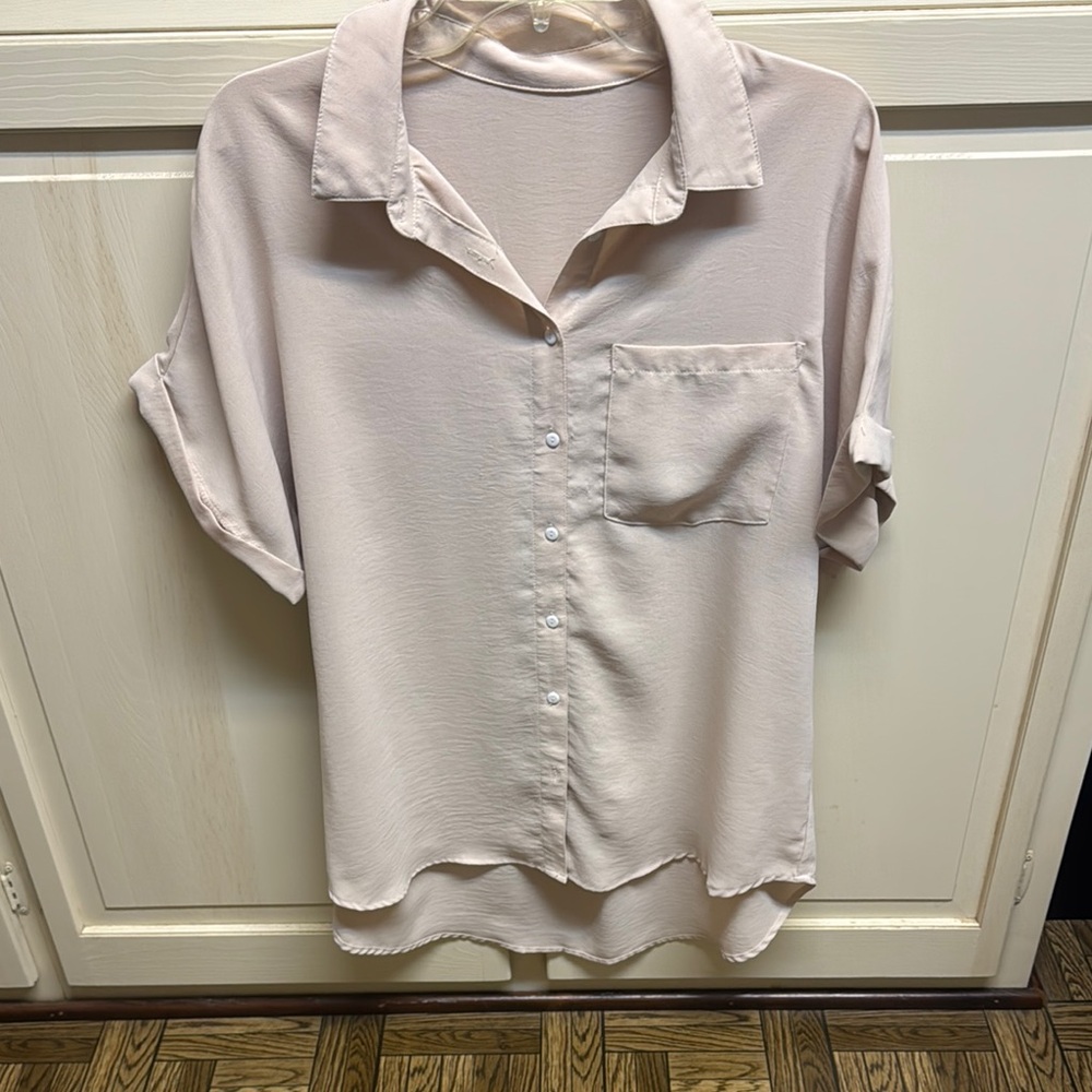Light Pink Button-Up Blouse